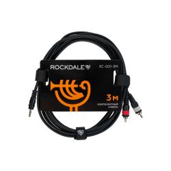 Готовый компонентный кабель, разъемы stereo mini jack папа (3,5) x 2 RCA, 3м, черный ROCKDALE XC-001-3M г