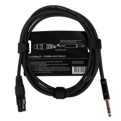 Готовый микрофонный кабель, разъемы XLR female X stereo jack male, длина 3 м, черный ROCKDALE XF001-3M