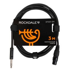 Готовый микрофонный кабель, разъемы XLR female X stereo jack male, длина 3 м, черный ROCKDALE XF001-3M