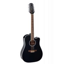 12-струнная электроакустическая гитара типа дредноут с вырезом, цвет чёрный TAKAMINE GD38CE-BLK