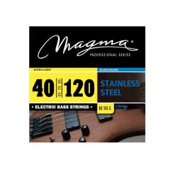 Струны для 5-струнной бас-гитары Low B 40-120, Серия: Stainless Steel, Калибр: 40-55-75-95-120, Обмотка: круглая, нержавеющая сталь, Натяжение: Extra Light. MAGMA STRINGS BE135S