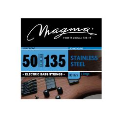 Струны для 5-струнной бас-гитары Low B 50-135, Серия: Stainless Steel, Калибр: 50-70-80-100-135, Обмотка: круглая, нержавеющая сталь, Натяжение: Light Heavy. MAGMA STRINGS BE185S