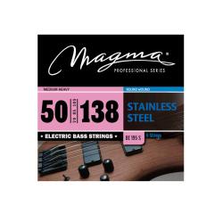 Струны для 5-струнной бас-гитары Low B 50-138, Серия: Stainless Steel, Калибр: 50-70-85-105-138, Обмотка: круглая, нержавеющая сталь, Натяжение: Medium Heavy. MAGMA STRINGS BE195S