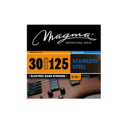 Струны для 6-струнной бас-гитары 30-125, Серия: Stainless Steel, Калибр: 30-45-65-80-100-125, Обмотка: круглая, нержавеющая сталь, Натяжение: Medium Light. MAGMA STRINGS BE166S