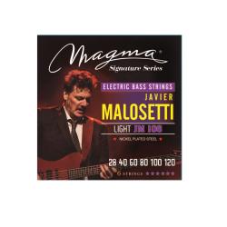 Струны для 6-струнной бас-гитары Javier Malosetti 28-120, Серия: Signature, Калибр: 28-40-60-80-100-120, Обмотка: никелированная сталь, Натяжение: Light. MAGMA STRINGS JM106