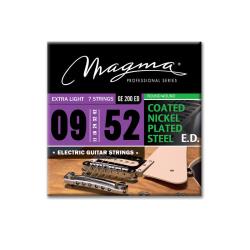 Струны для 7-струнной электрогитары 9-52, Серия: Nickel Plated Steel, Калибр: 9-11-16-24-32-42-52. MAGMA STRINGS GE200ED