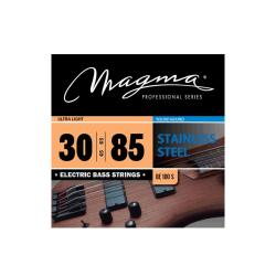 Струны для бас-гитары 30-85, Серия: Stainless Steel, Калибр: 30-45-65-85, Обмотка: круглая, нержавеющая сталь, Натяжение: Ultra Light. MAGMA STRINGS BE100S
