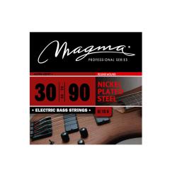 Струны для бас-гитары 30-90, Серия: Nickel Plated Steel, Калибр: 30-50-70-90, Обмотка: круглая, никелированая сталь, Натяжение: Ultra Light+. MAGMA STRINGS BE110N