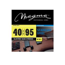 Струны для бас-гитары 40-95, Серия: Stainless Steel, Калибр: 40-55-75-95, Обмотка: круглая, нержавеющая сталь, Натяжение: Extra Light. MAGMA STRINGS BE130S