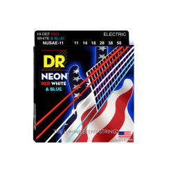 Струны для электрогитары, Калибр: 11-50, Серия: HI-DEF NEON™, Обмотка: посеребрёная/никелированая ст... DR STRINGS NUSAE-11