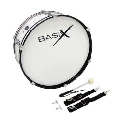 Бас-барабан маршевый с ремнем и колотушкой, белый BASIX Junior Bass Drum 22х7