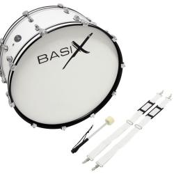 Бас-барабан маршевый с ремнем и колотушкой, белый BASIX Marching Bass Drum 24х12