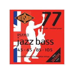 Струны для бас-гитары, монель, плоская обмотка, 45-105 ROTOSOUND RS77LD Jazz Bass Flatwound Strings Monel