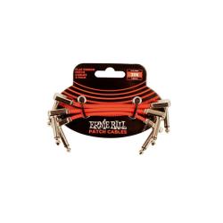 Набор соединительных кабелей 3шт,плоский,7,5 см,угловой джек/угловой джек, красный ERNIE BALL 6401