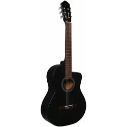 Классическая эл-ак. гитара с вырезом, ель/кр.дерево, цвет черный ALMIRES CEC-15 BKS