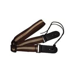 Ремень для укулеле, кожаные наконечники, регулировка длины, цвет коричневый с серебристой полосой SMIGER PE-A94-BS