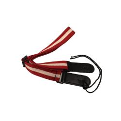 Ремень для укулеле, кожаные наконечники, регулировка длины, цвет красный с белой полосой SMIGER PE-A94-RW
