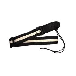 Ремень для укулеле, кожаные наконечники, регулировка длины, цвет черный с белой полосой SMIGER PE-A94-BW
