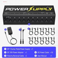 Блок питания на 10 выходов 9, 12 и 18 Вольт DONNER DP-1 Guitar Power Supply 10 Isolated DC Output for 9V/12V/18V Effect Pedal