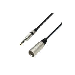 Микрофонный кабель XLR(M)-6,3 Jack stereo, 6 мм. 3м ADAM HALL K3 BMV 0300
