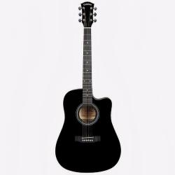 Акустическая гитара, топ - ель, корпус - липа, цвет - чёрный, чехол в комплекте CASCHA CGA100-BK Student Series