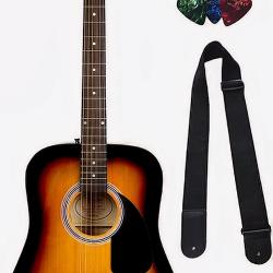 Комплект с акустической гитарой, чехлом, ремнем и набором медиаторов FENDER FA-115 Dread Pack Sunburst