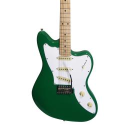 Электрогитара, Дерево деки: Тополь, Дерево грифа: Твёрдый клён, глянцевый лак, Звукосниматели: SSS, кремовые, Цвет: Зелёный неон, Фурнитура: Слоновая кость RUSSTONE RUJM-SSS NG