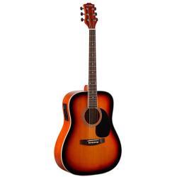 Акустическая гитара, вестерн, верхняя дека - ель, нижняя и обечайка - липа, гриф - катальпа, накладка - палисандр, эквалайзер COLOMBO LF-4111 EQ-SB