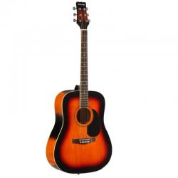 Акустическая гитара, вестерн, верхняя дека - ель, корпус - агатис, гриф - нато, накладка - палисандр MARTINEZ FAW-702-VS