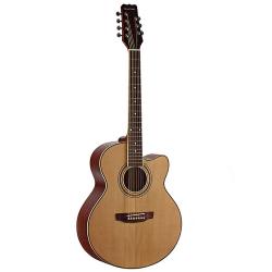 Акустическая гитара, джамбо 7 струнная с вырезом, верхняя дека - ель, корпус - красное дерево, гриф - нато, накладка - палисандр MARTINEZ FAW-819-7