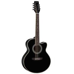 Акустическая гитара, джамбо 7 струнная с вырезом, верхняя дека - ель, корпус - красное дерево, гриф - нато, накладка - палисандр MARTINEZ FAW-819-7-B