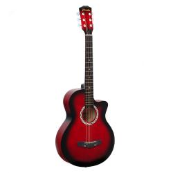 Акустическая гитара, уменьшенного размера, с вырезом, верхняя дека - липа, корпус - липа гриф - клён, накладка - пластик, порожек - пластик PRADO HS-3810-BR