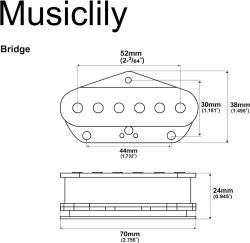 Звукосниматель магнитный сингл, для Tele, бриджевый, черный MUSICLILY M257