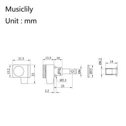 Колки для гитары, 6л, локовые, хром MUSICLILY MX1510CR