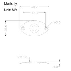 Накладка выходного разъема гитары, овальная, золото MUSICLILY MX0170