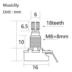 Потенциометр B25K (лин), 2шт MUSICLILY MX1956-2