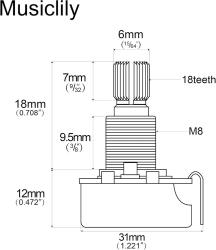 Потенциометр B500K (лин), 2шт MUSICLILY M289