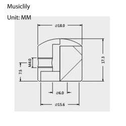 Ручка потенциометра, метрическая, металлическая, черная, 4шт MUSICLILY MX0672-4