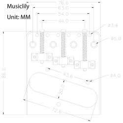Бридж для электрогитары Telecaster, хром MUSICLILY MX0833