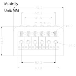 Бридж для электрогитары, хром MUSICLILY MX0826CR
