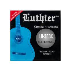 Комплект струн для классической гитары, средне-сильное натяжение, черный нейлон LUTHIER LU-30BK