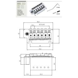 Бридж тремоло, блок 36мм, золото PAXPHIL BS203C-GD