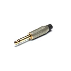 Кабельный разъем mono jack 6,5 мм (TS), материал - металл, позолоченные контакты, цвет никель AMPHENOL ACPM-GN-AU