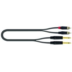 3 компонентный кабель, металлические разъёмы 2 mono jack - 2 RCA Male (тюльпаны), 3 метра QUIK LOK JUST 2RCA2J