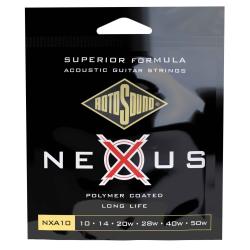 Струны для акустической гитары, с полимерным покрытием, 10-50 ROTOSOUND NXA10 STRINGS COATED TYPE