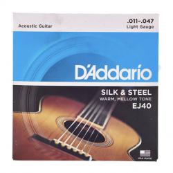 Струны для акустической 12-струнной гитары посеребренные сталь и шелк, 11-47 D'ADDARIO EJ-40