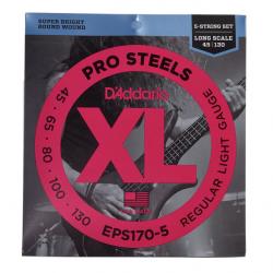 Струны для пятиструнной бас-гитары  Pro Steels round 45-130 D'ADDARIO EPS-170-5