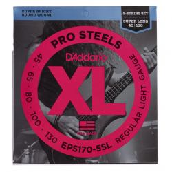 Струны для пятиструнной бас-гитары Pro Steels round 45-130 Super long D'ADDARIO EPS-170-5-SL