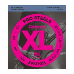 Струны для бас-гитары Pro Steel 45-100 Super long D'ADDARIO EPS-170-SL