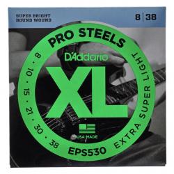 Струны для электрогитары ProSteel Extra Super Light 8-38 D'ADDARIO EPS-530